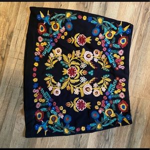 Embroidered black mini skirt